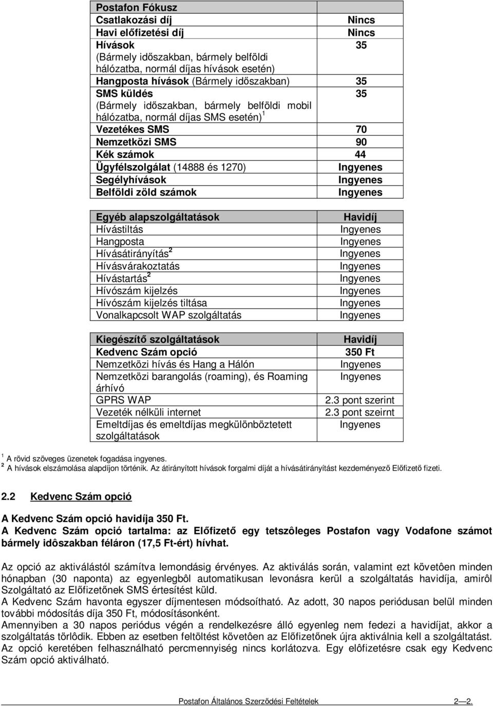 zöld számok Egyéb alapszolgáltatások Hívástiltás Hangposta Hívásátirányítás 2 Hívásvárakoztatás Hívástartás 2 Hívószám kijelzés Hívószám kijelzés tiltása Vonalkapcsolt WAP szolgáltatás Kiegészítı