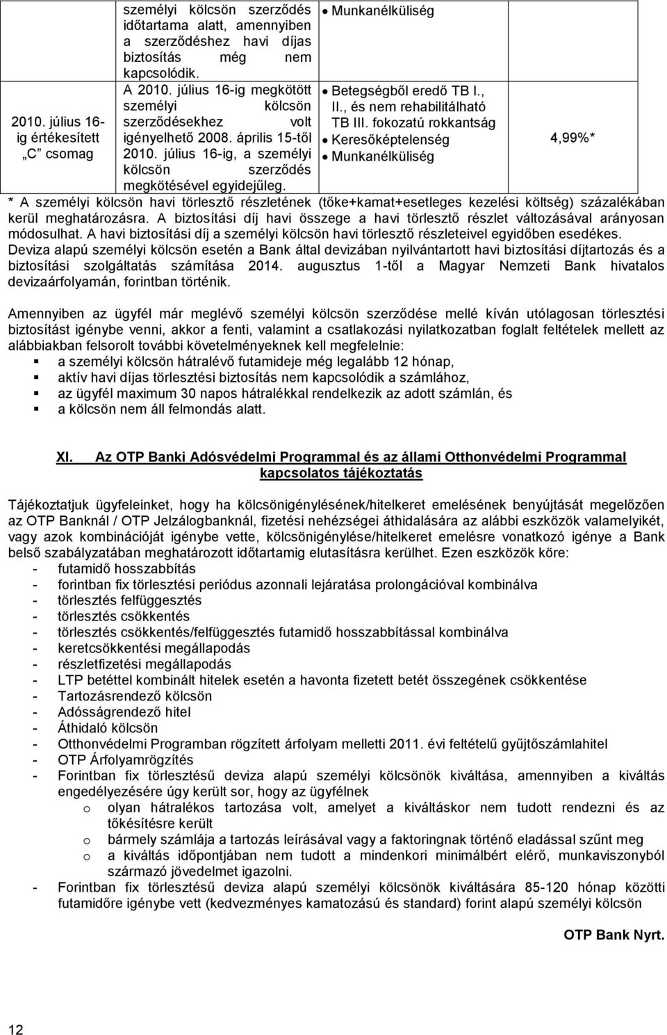 , és nem rehabilitálható TB III. fokozatú rokkantság Keresőképtelenség Munkanélküliség 4,99%* megkötésével egyidejűleg.