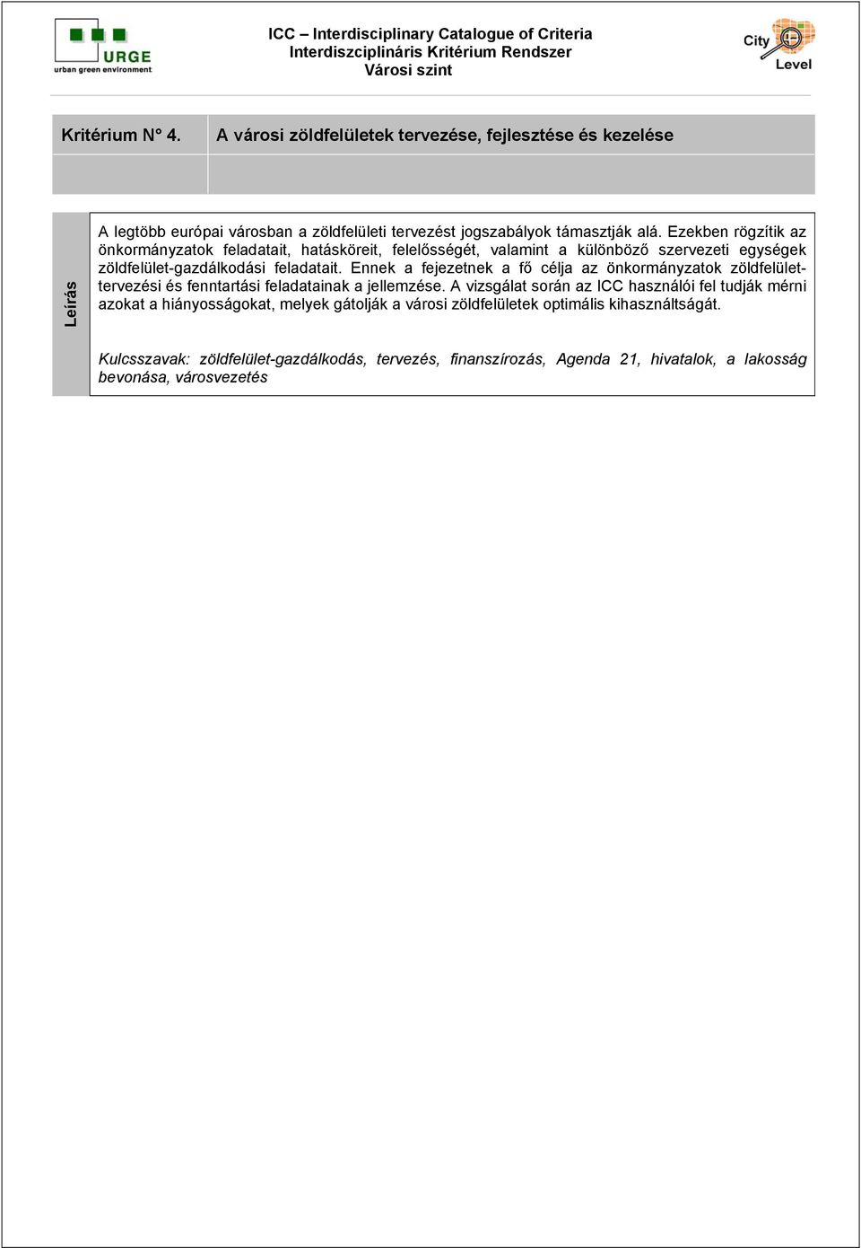 Ennek a fejezetnek a fő célja az önkormányzatok zöldfelülettervezési és fenntartási feladatainak a jellemzése.