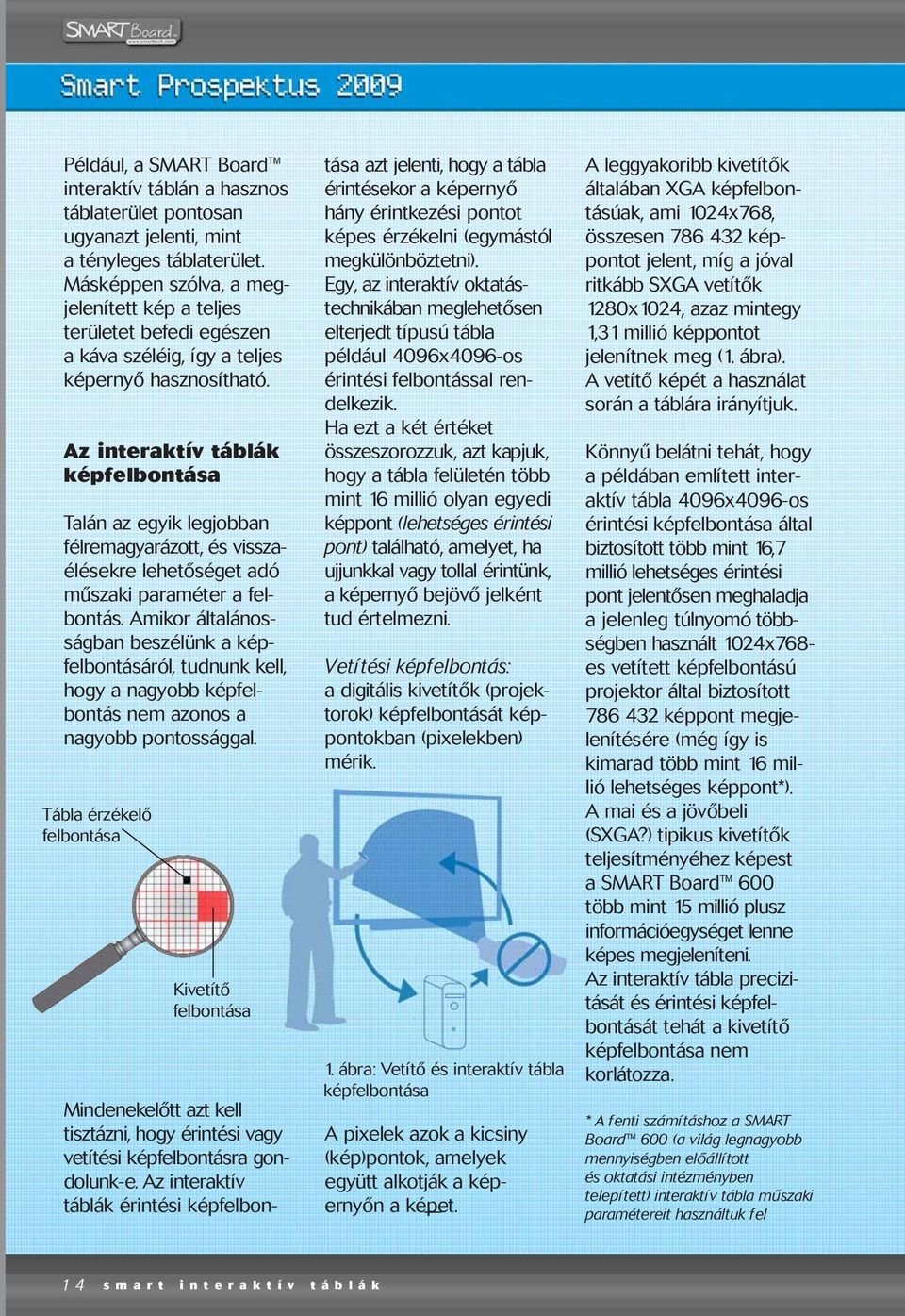 Az interaktív táblák képfelbontása Talán az egyik legjobban félremagyarázott, és visszaélésekre lehetõséget adó mûszaki paraméter a felbontás.