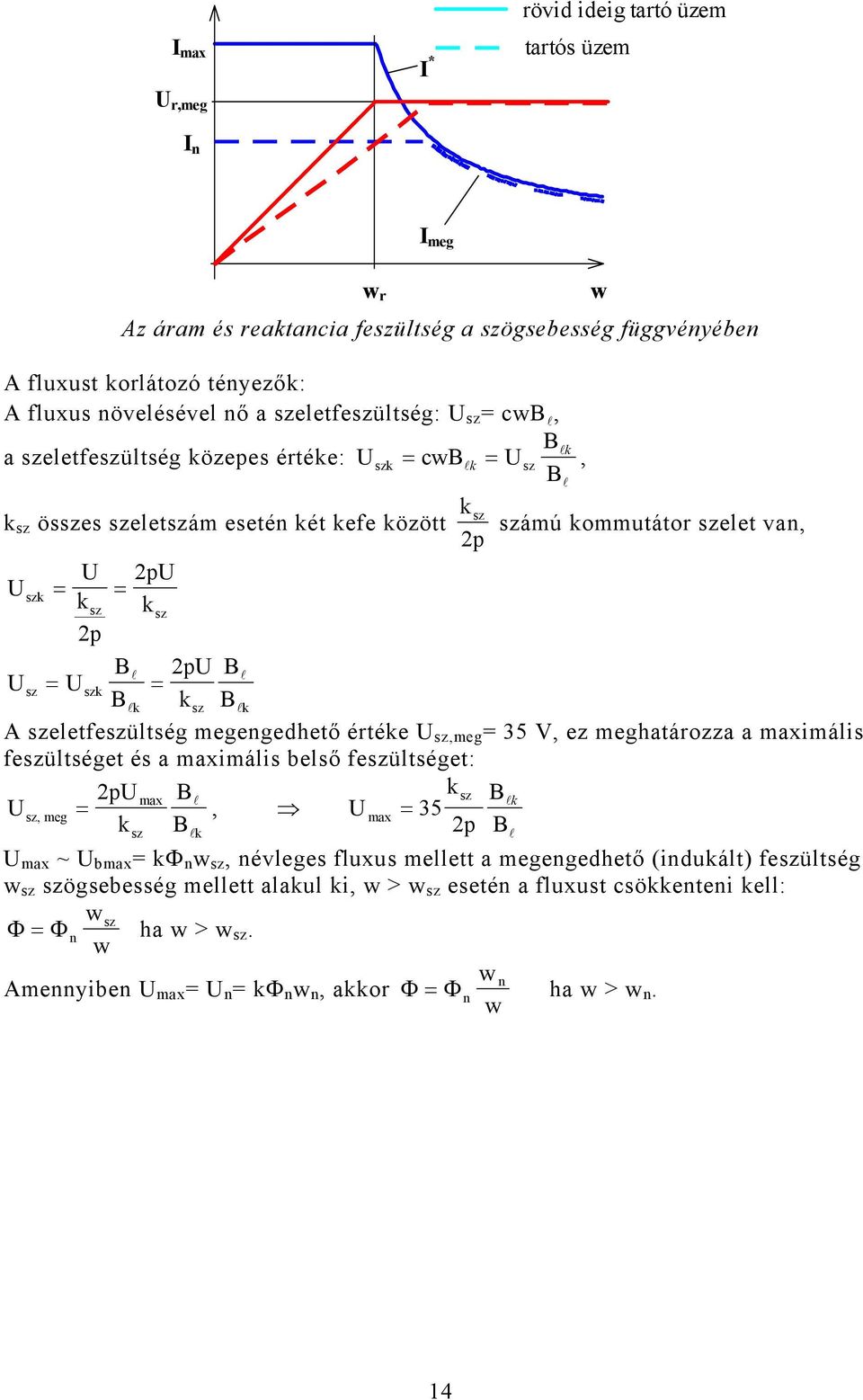 k A szeletfeszültség megegedhető értéke sz,meg 35 V, ez meghatározza a maximális feszültséget és a maximális belső feszültséget: p B k max l sz Bl k sz, meg, max 35 k sz Bl k p Bl max ~
