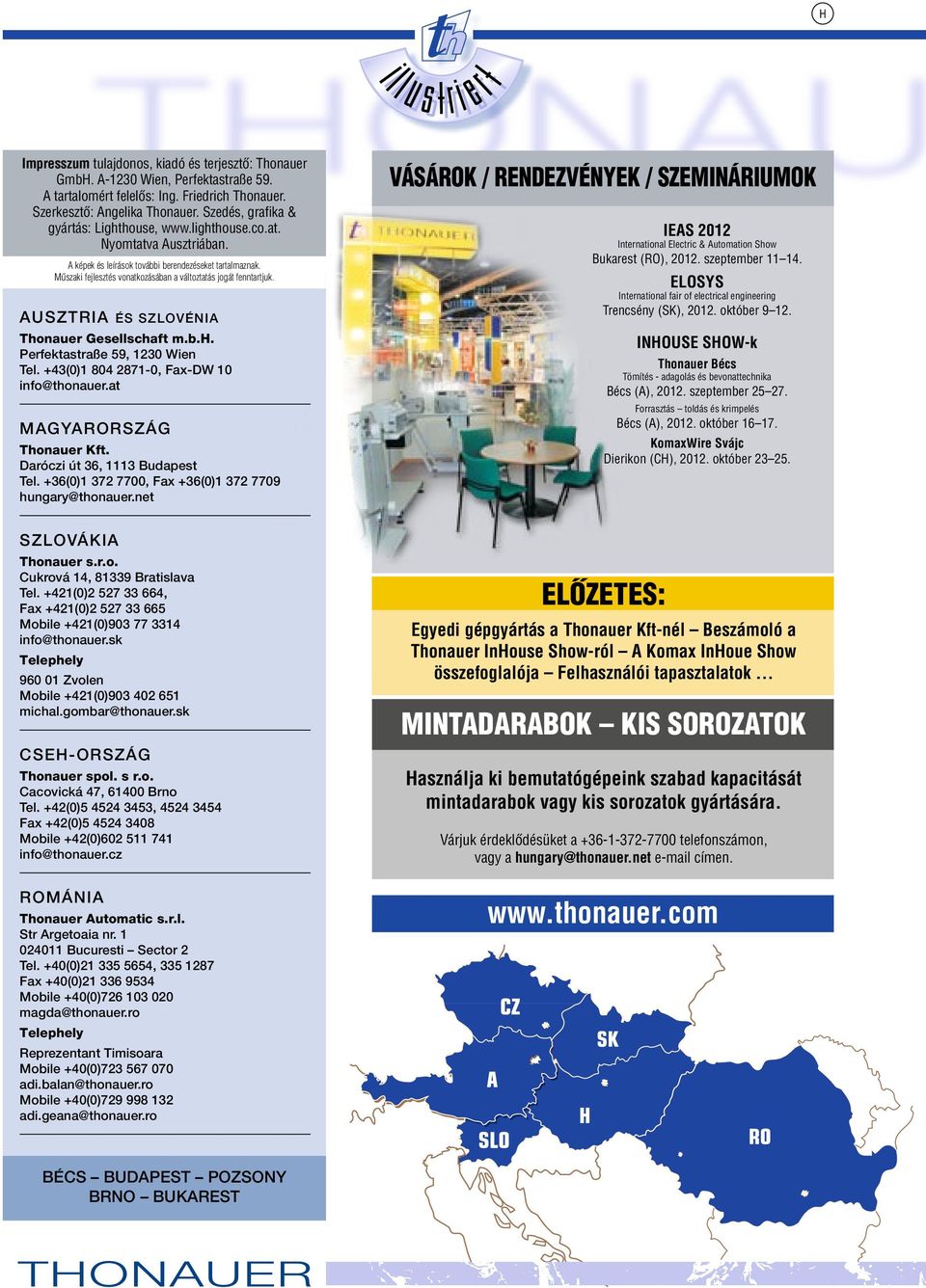 Mıszaki fejlesztés vonatkozásában a változtatás jogát fenntartjuk. Ausztria és Szlovénia Thonauer Gesellschaft m.b.h. Perfektastraße 59, 1230 Wien Tel. +43(0)1 804 2871-0, Fax-DW 10 info@thonauer.