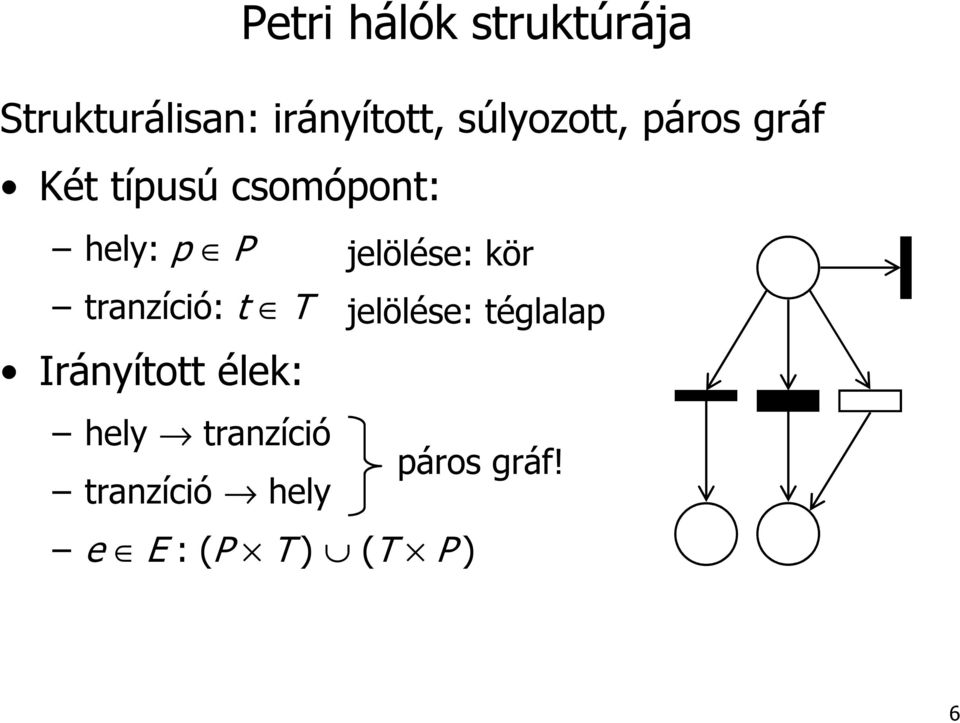 jelölése: kör tranzíció: t T jelölése: téglalap Irányított