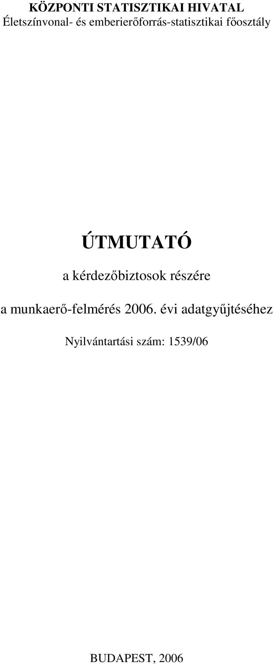 kérdezőbiztosok részére a munkaerő-felmérés 2006.