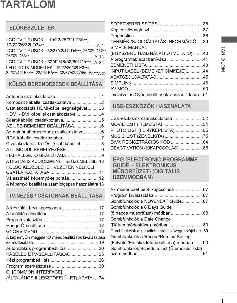 .. Csatlakoztatás HDMI-kábel segítségével...3 HDMI - DVI kábellel csatlakoztatva...4 Scart-kábellel csatlakoztatva...5 AZ USB-BEMENET BEÁLLÍTÁSA...6 Az antennabemenethez csatlakoztatva.