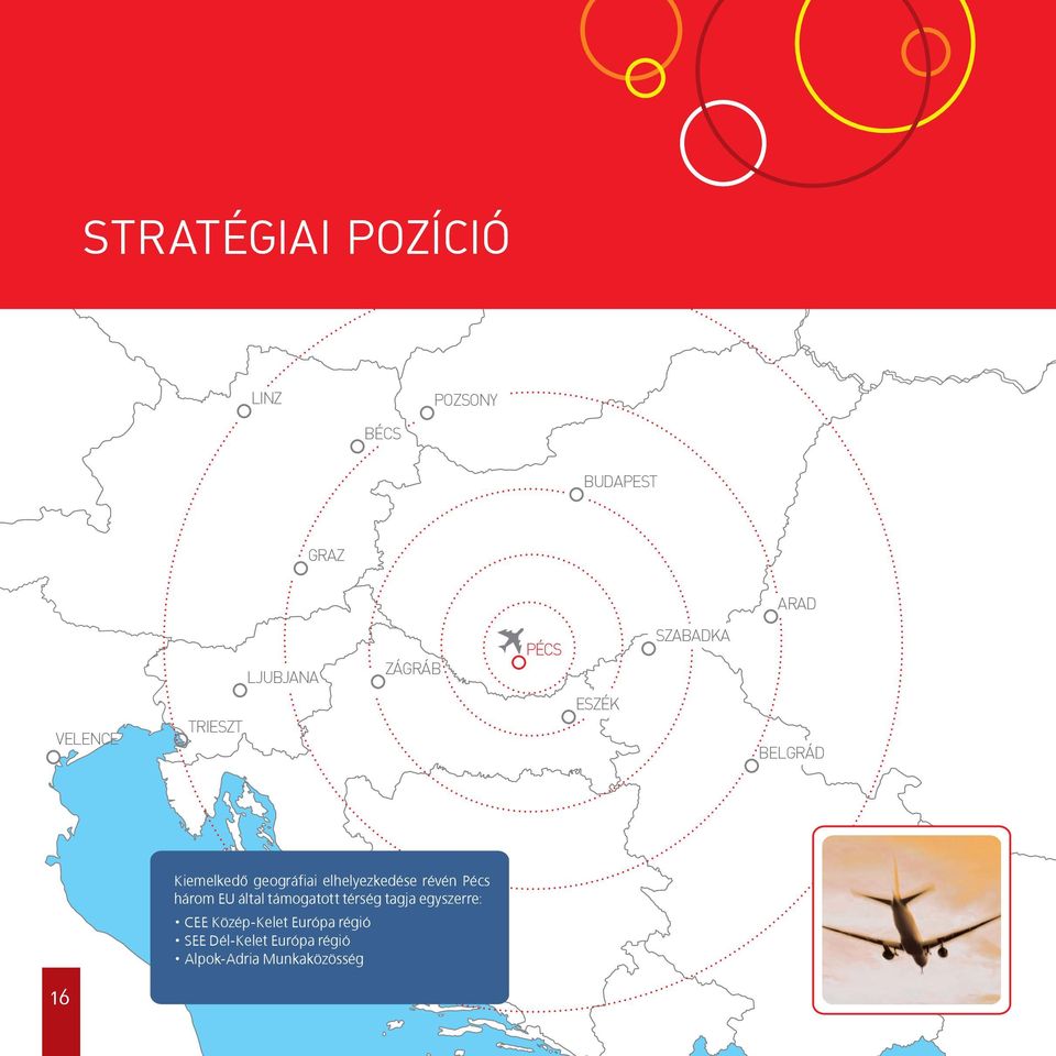 elhelyezkedése révén Pécs három EU által támogatott térség tagja