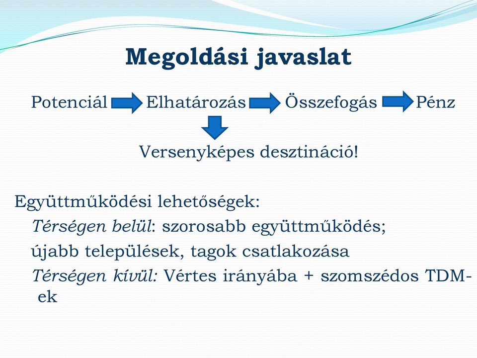 Együttműködési lehetőségek: Térségen belül: szorosabb