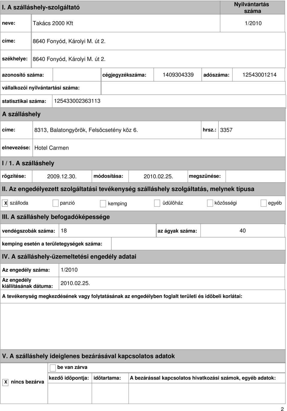 cégjegyzék: 1409304339 adó: 12543001214 vállalkozói nyilvántartási : statisztikai : 125433002363113 címe: 8313, Balatongyörök,