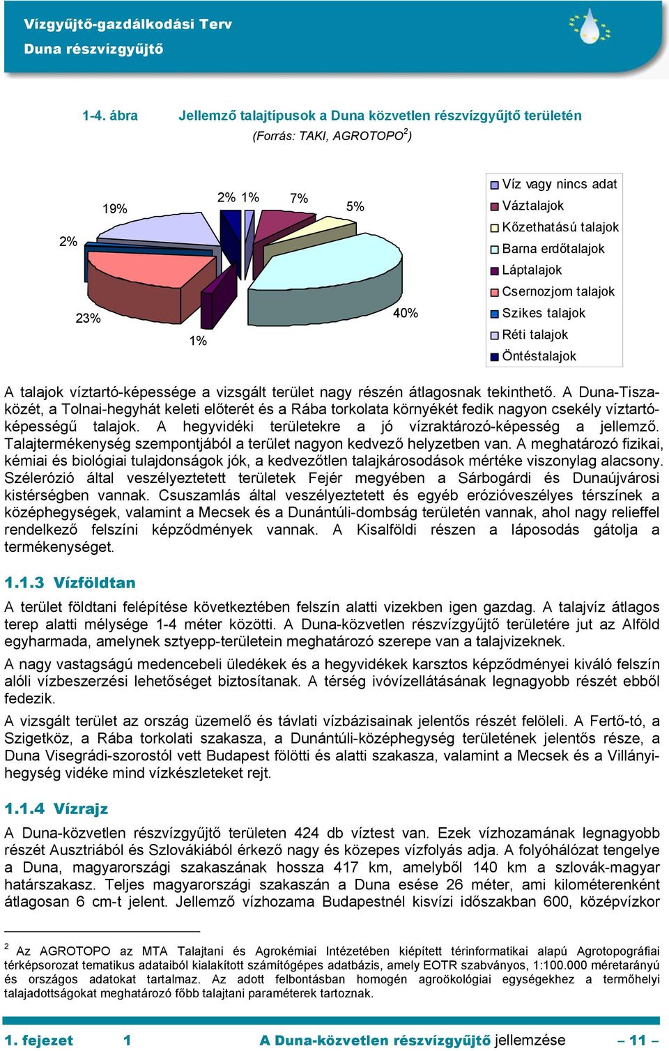 A Duna-Tiszaközét, a Tolnai-hegyhát keleti előterét és a Rába torkolata környékét fedik nagyon csekély víztartóképességű talajok. A hegyvidéki területekre a jó vízraktározó-képesség a jellemző.