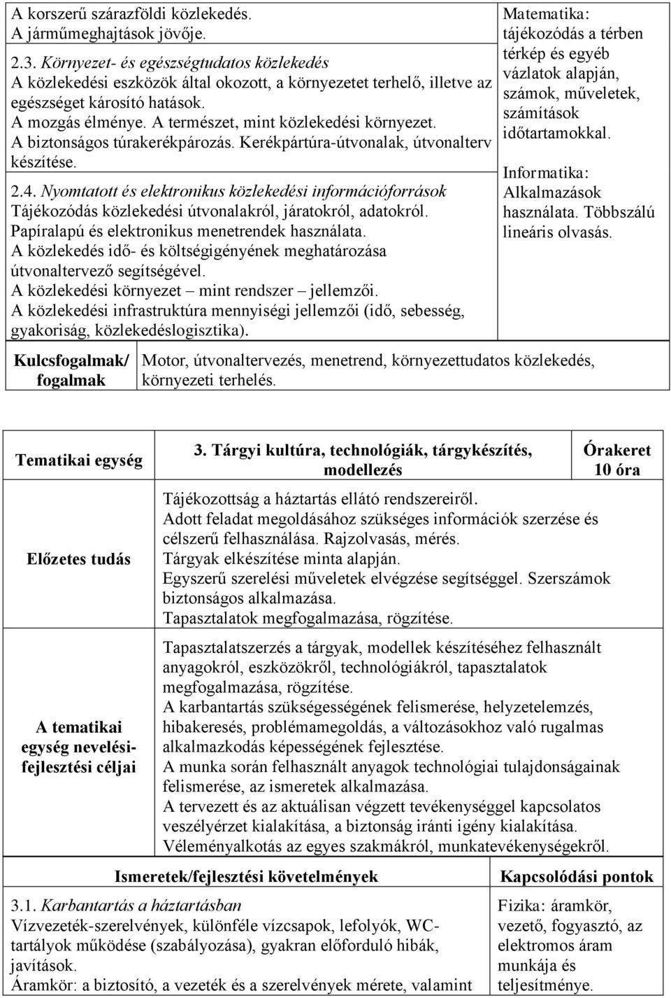 A biztonságos túrakerékpározás. Kerékpártúra-útvonalak, útvonalterv készítése. 2.4.