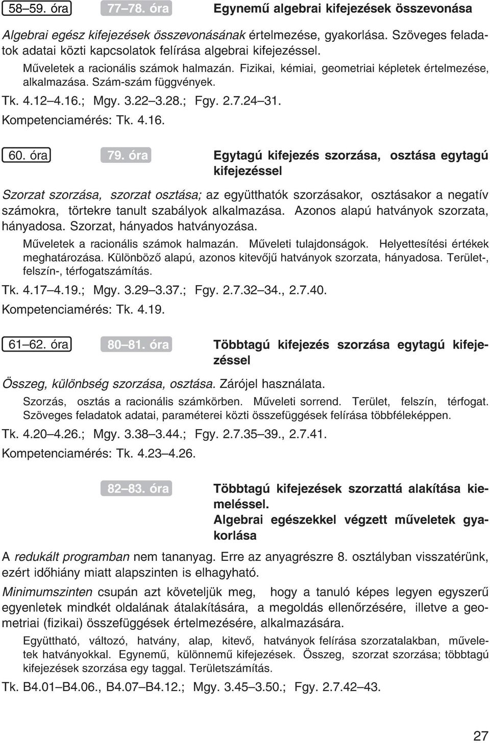 ra 79. ra Egytag kifejez s szorz sa, oszt sa egytag kifejez ssel Szorzat szorz sa, szorzat oszt sa az egy tthat k szorz sakor, oszt sakor a negat v sz mokra, t rtekre tanult szab lyok alkalmaz sa.