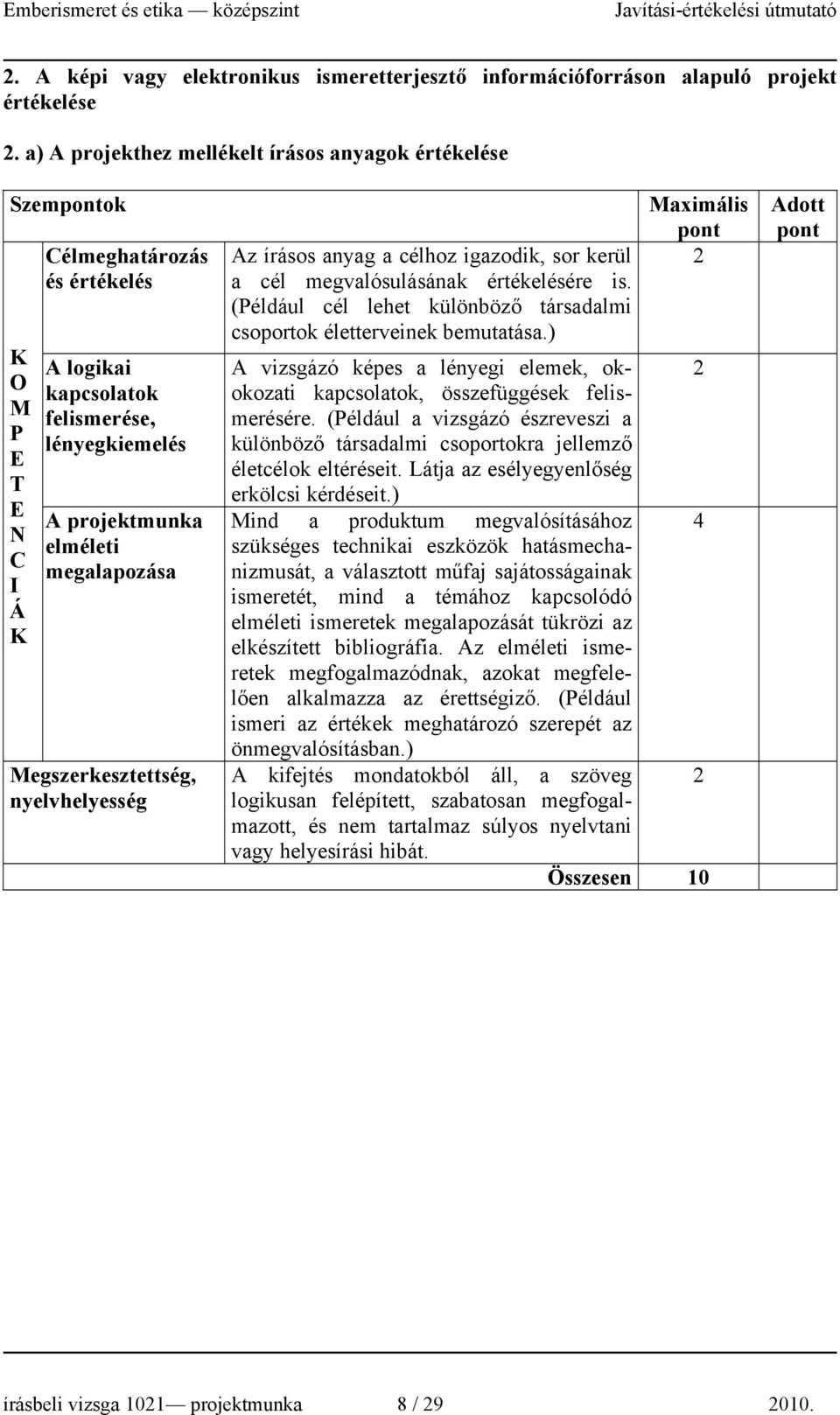 nyelvhelyesség Az írásos anyag a célhoz igazodik, sor kerül a cél megvalósulásának értékelésére is. (éldául cél lehet különböző társadalmi csoportok életterveinek bemutatása.