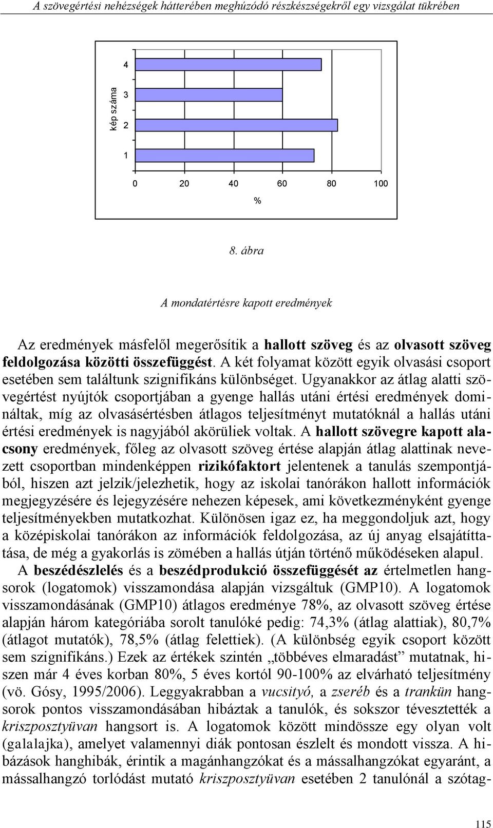 A két folyamat között egyik olvasási csoport esetében sem találtunk szignifikáns különbséget.