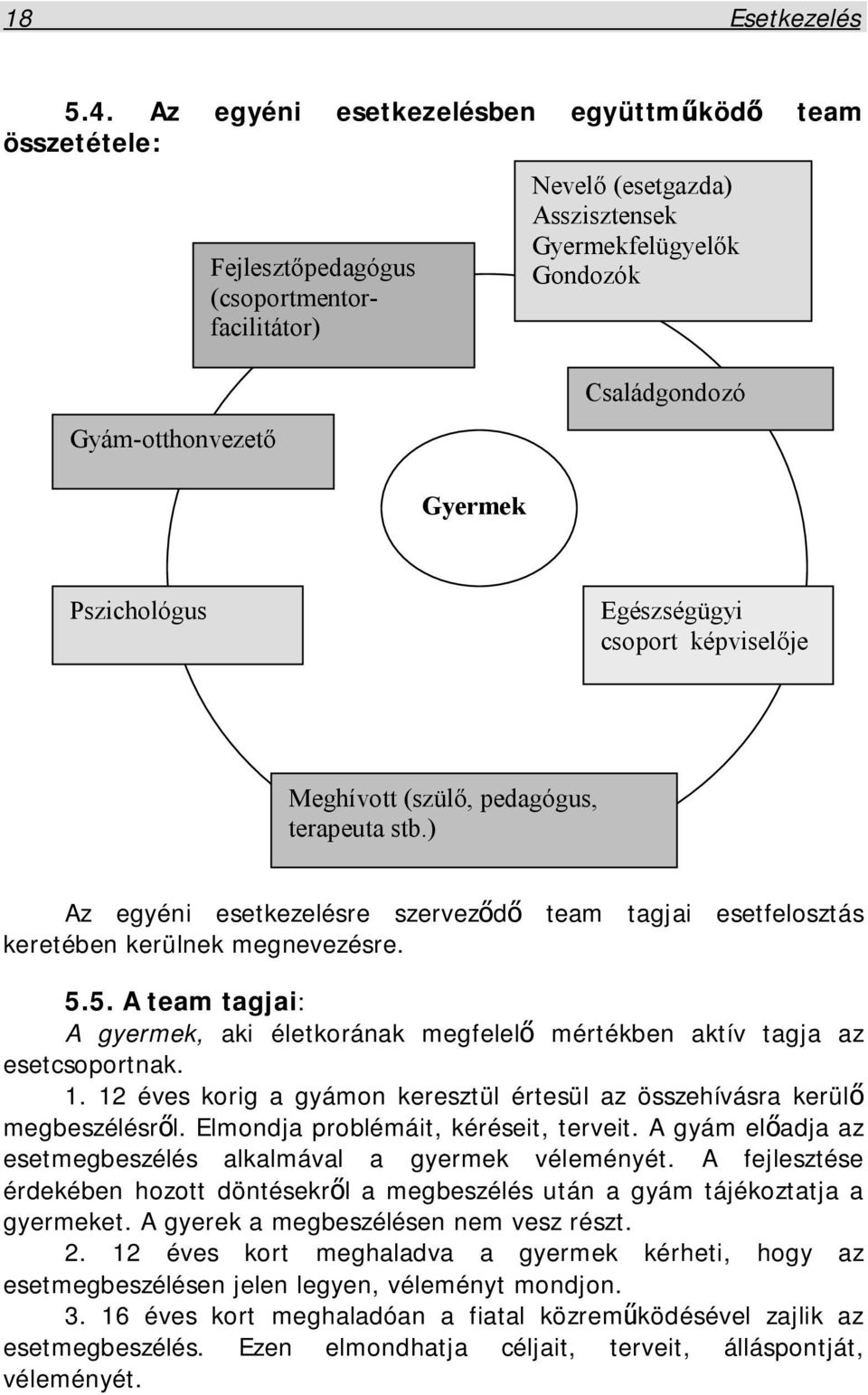 Gyermek Pszichológus Egészségügyi csoport képviselője Meghívott (szülő, pedagógus, terapeuta stb.) Az egyéni esetkezelésre szerveződő team tagjai esetfelosztás keretében kerülnek megnevezésre. 5.