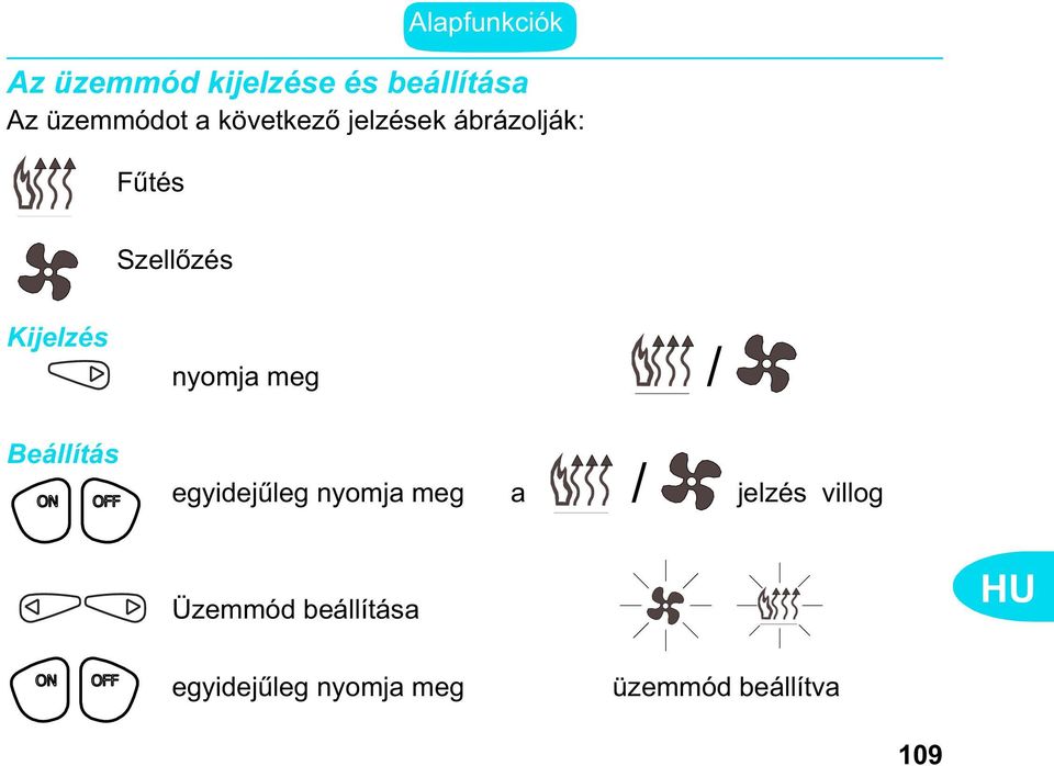 nyomja meg / Beállítás egyidej leg nyomja meg a / jelzés