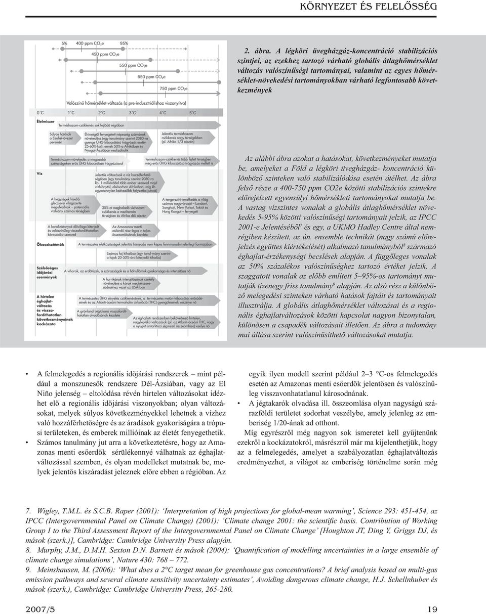tartományokban várható legfontosabb következmények Az alábbi ábra azokat a hatásokat, következményeket mutatja be, amelyeket a Föld a légköri üvegházgáz- koncentráció különböző szinteken való