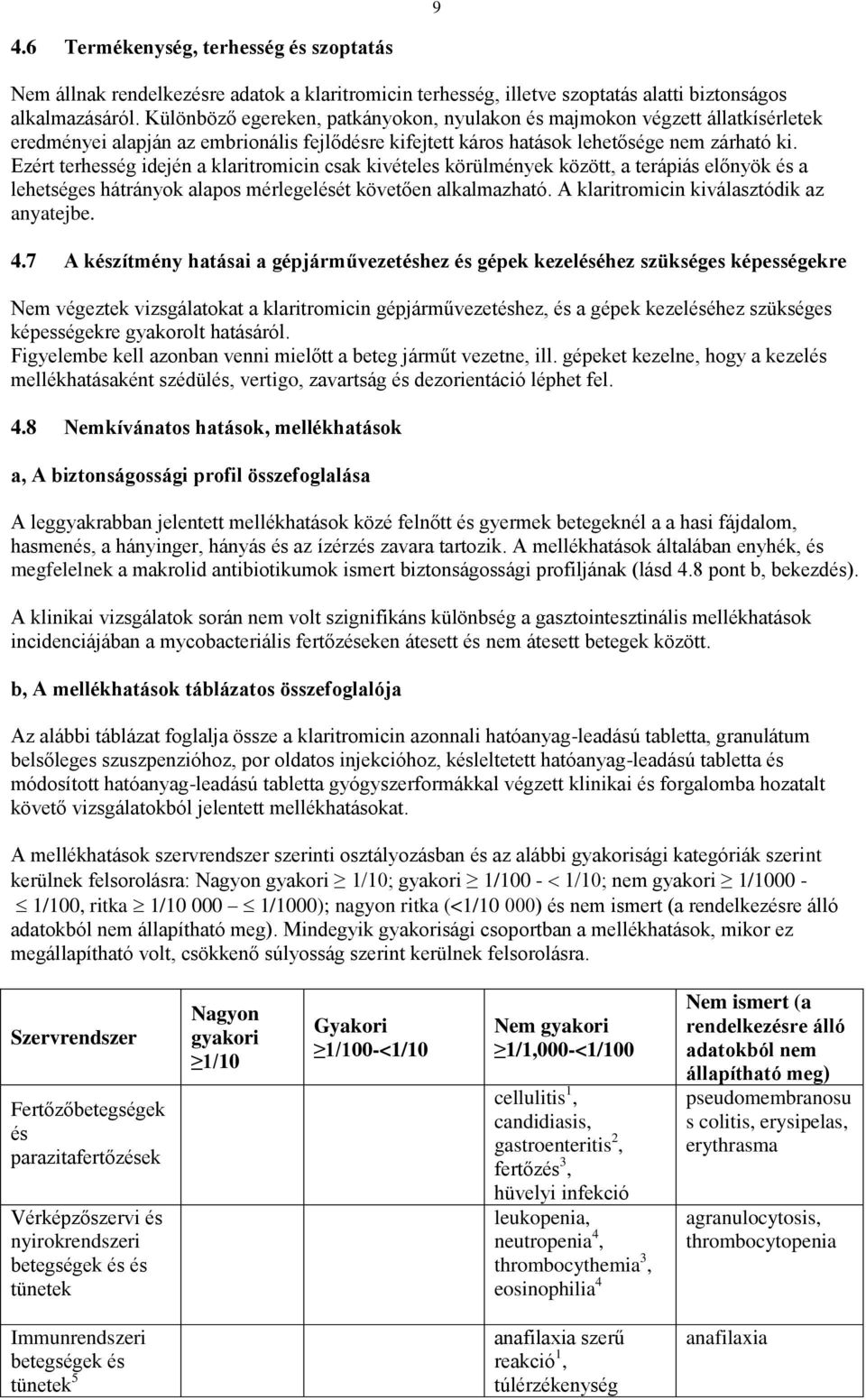 Ezért terhesség idején a klaritromicin csak kivételes körülmények között, a terápiás előnyök és a lehetséges hátrányok alapos mérlegelését követően alkalmazható.