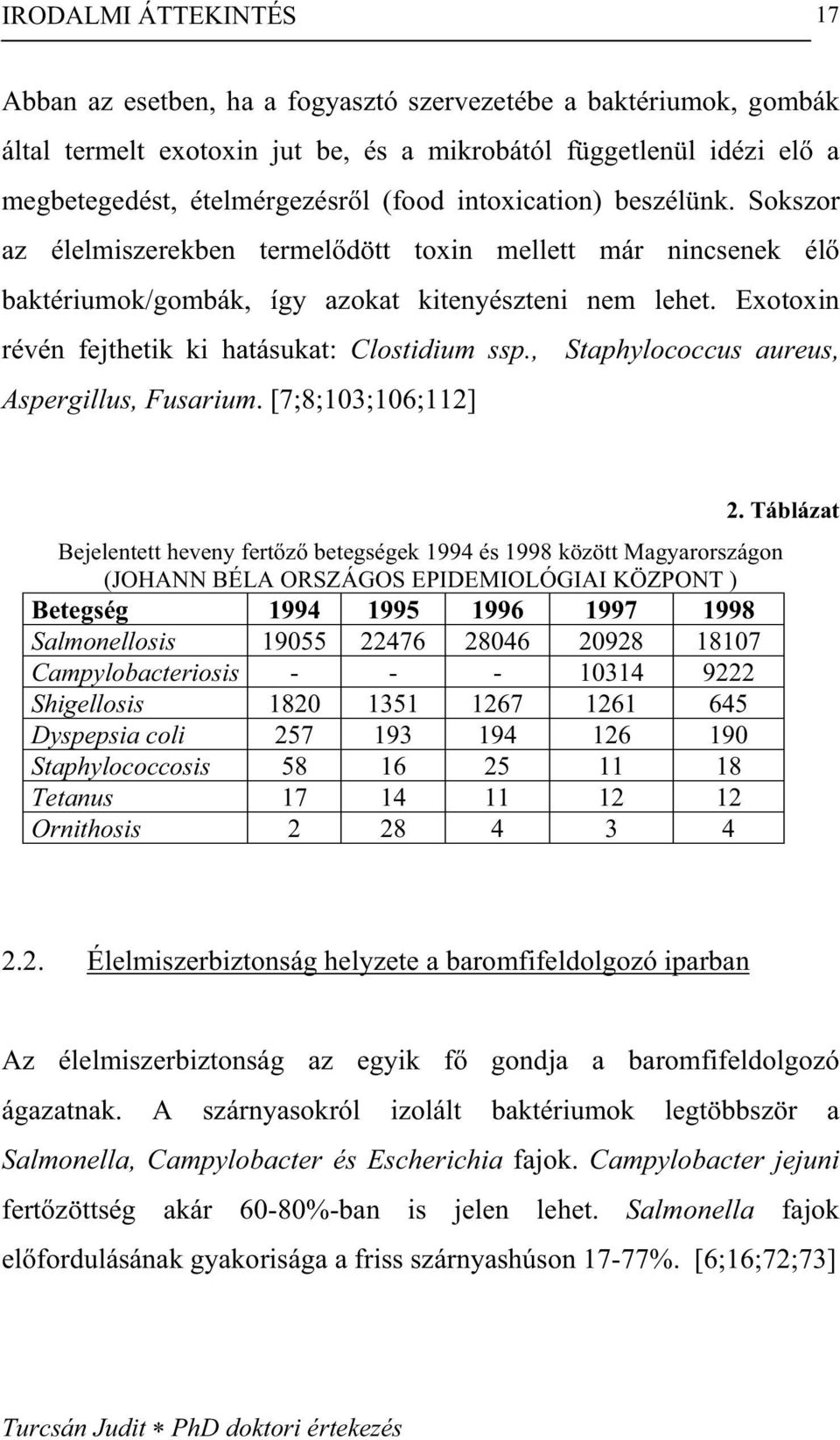 Exotoxin révén fejthetik ki hatásukat: Clostidium ssp., Staphylococcus aureus, Aspergillus, Fusarium. [7;8;103;106;112] 2.