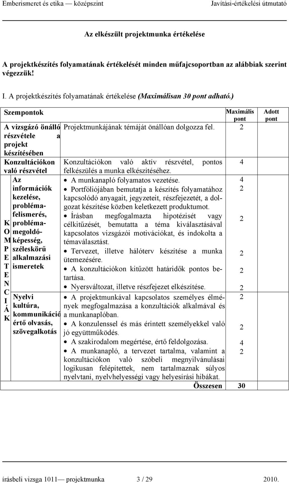 A vizsgázó önálló részvétele a projekt készítésében onzultációkon onzultációkon való aktív részvétel, os való részvétel felkészülés a munka elkészítéséhez. Az A munkanapló folyamatos vezetése.