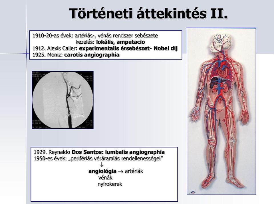1912. Alexis Caller: experimentalis érsebészet- Nobel díj 1925.