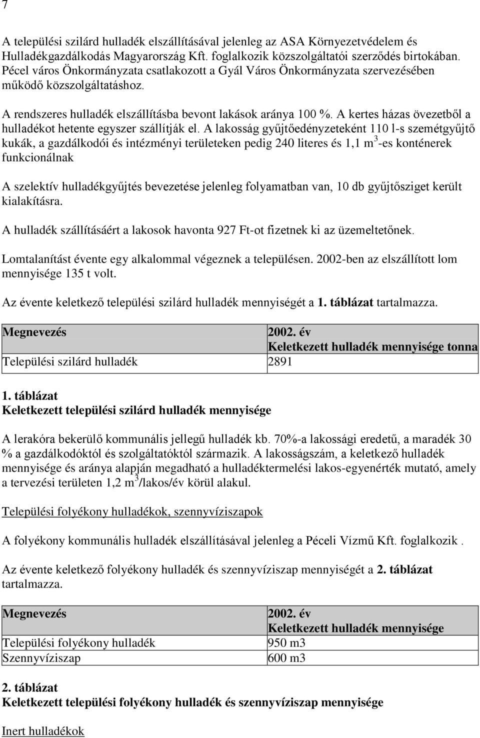 A kertes házas övezetből a hulladékot hetente egyszer szállítják el.