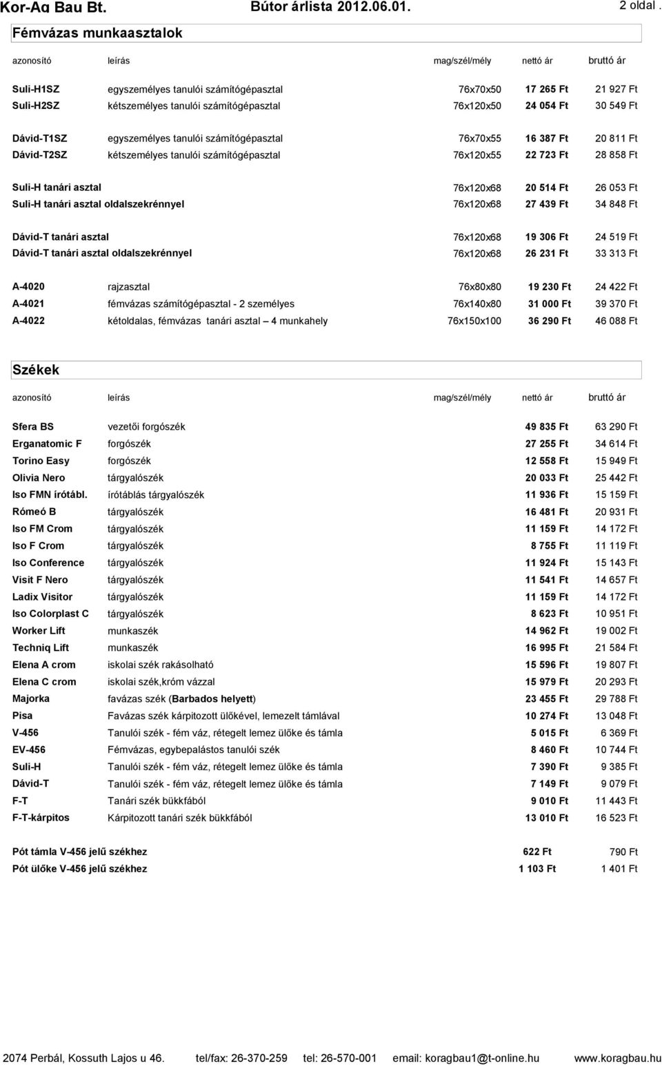 egyszemélyes tanulói számítógépasztal 76x70x55 Dávid-T2SZ kétszemélyes tanulói számítógépasztal 76x120x55 16 387 Ft 20 811 Ft 22 723 Ft 28 858 Ft Suli-H tanári asztal Suli-H tanári asztal