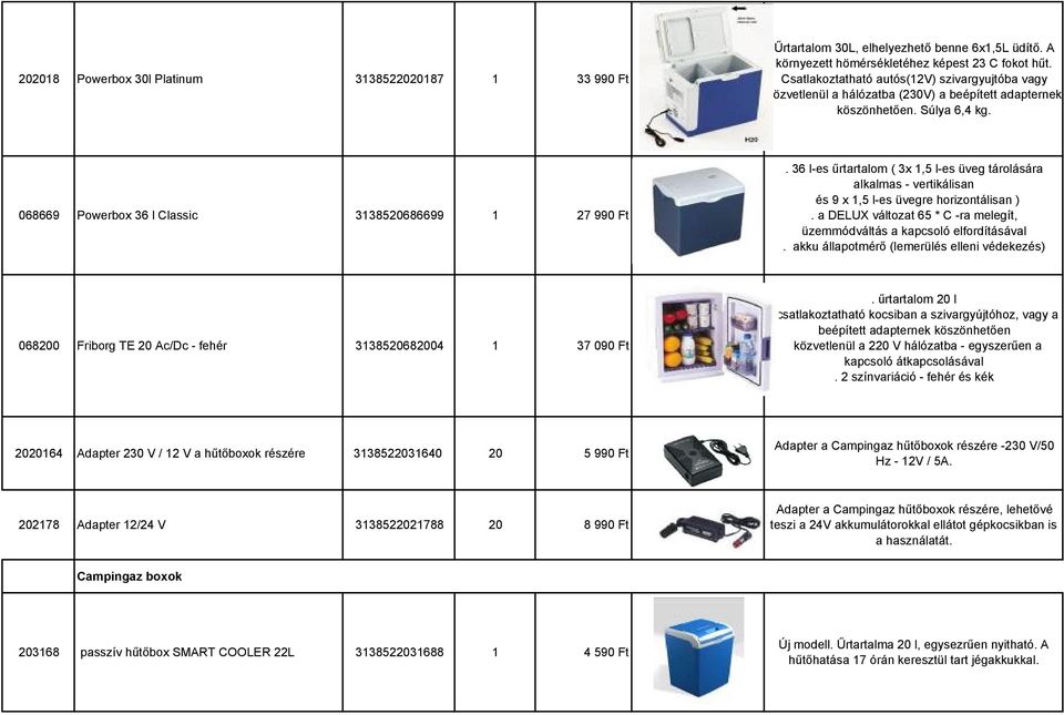 36 l-es űrtartalom ( 3x 1,5 l-es üveg tárolására alkalmas - vertikálisan és 9 x 1,5 l-es üvegre horizontálisan ). a DELUX változat 65 * C -ra melegít, üzemmódváltás a kapcsoló elfordításával.