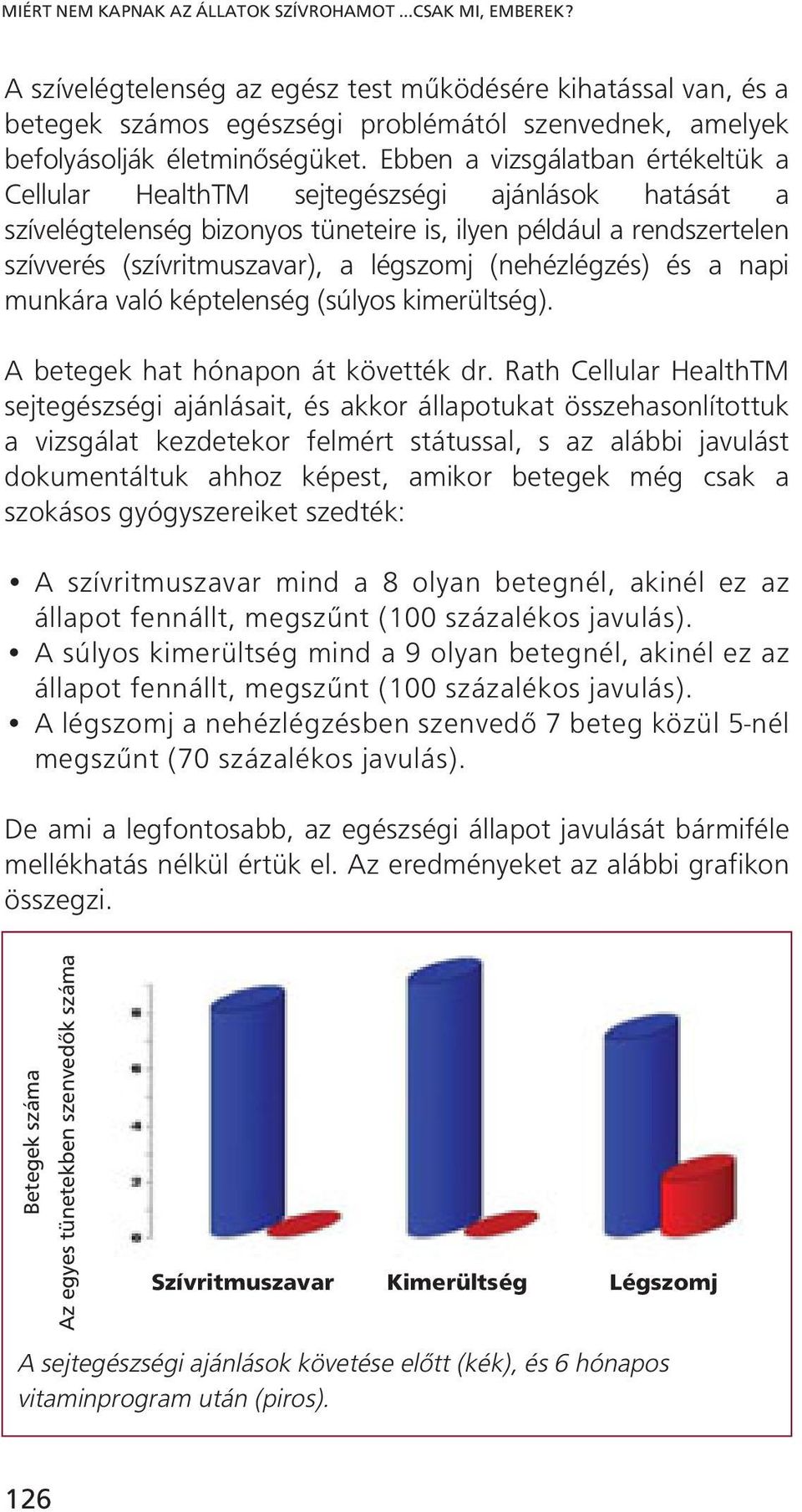 Ebben a vizsgálatban értékeltük a Cellular HealthTM sejtegészségi ajánlások hatását a szívelégtelenség bizonyos tüneteire is, ilyen például a rendszertelen szívverés (szívritmuszavar), a légszomj