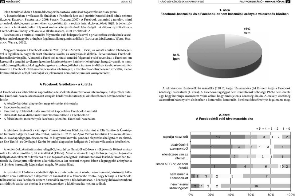 A Facebook-ban mind a tanulók, mind a tanárok elsődlegesen a személyes kapcsolattartás, szociális interakció eszközét látják és jellemzően nem a tanítási-tanulási folyamat online kiterjesztésének