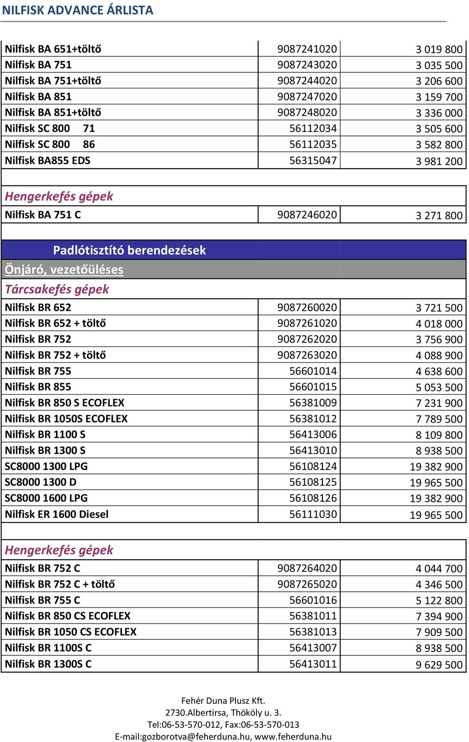 Önjáró, vezetőüléses Tárcsakefés gépek Nilfisk BR 652 9087260020 3 721 500 Nilfisk BR 652 + töltő 9087261020 4 018 000 Nilfisk BR 752 9087262020 3 756 900 Nilfisk BR 752 + töltő 9087263020 4 088 900