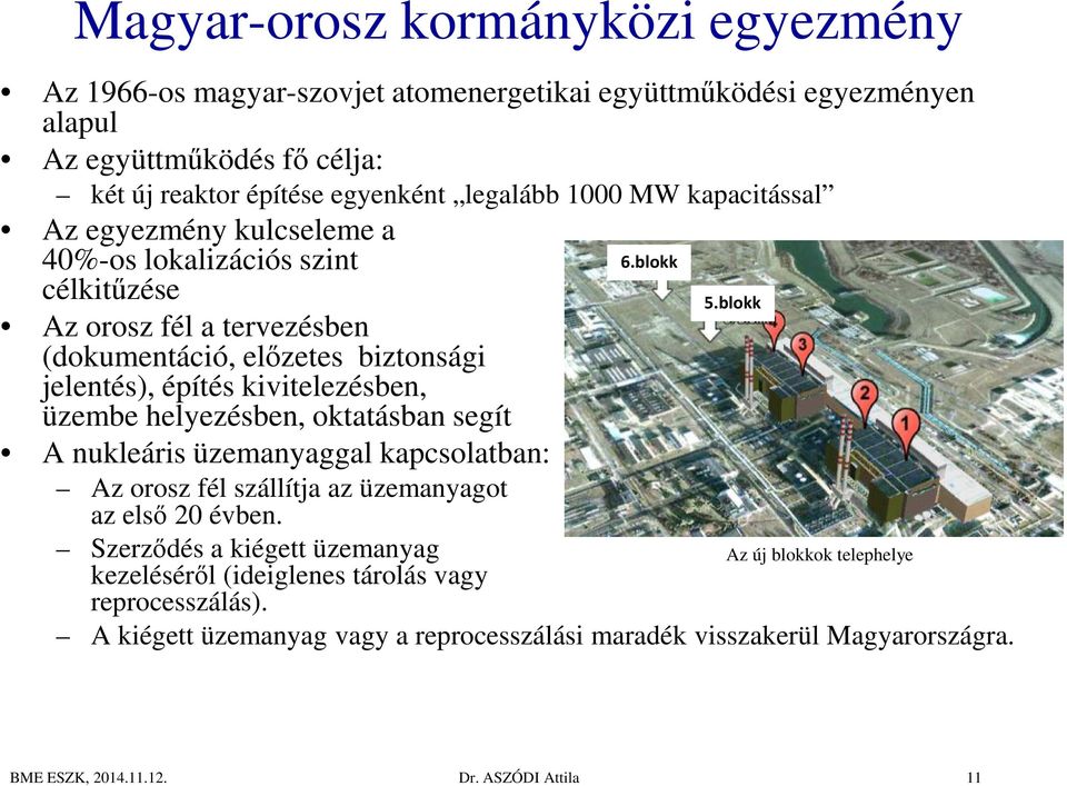 kivitelezésben, üzembe helyezésben, oktatásban segít A nukleáris üzemanyaggal kapcsolatban: 6.blokk 5.blokk Az orosz fél szállítja az üzemanyagot az első 20 évben.