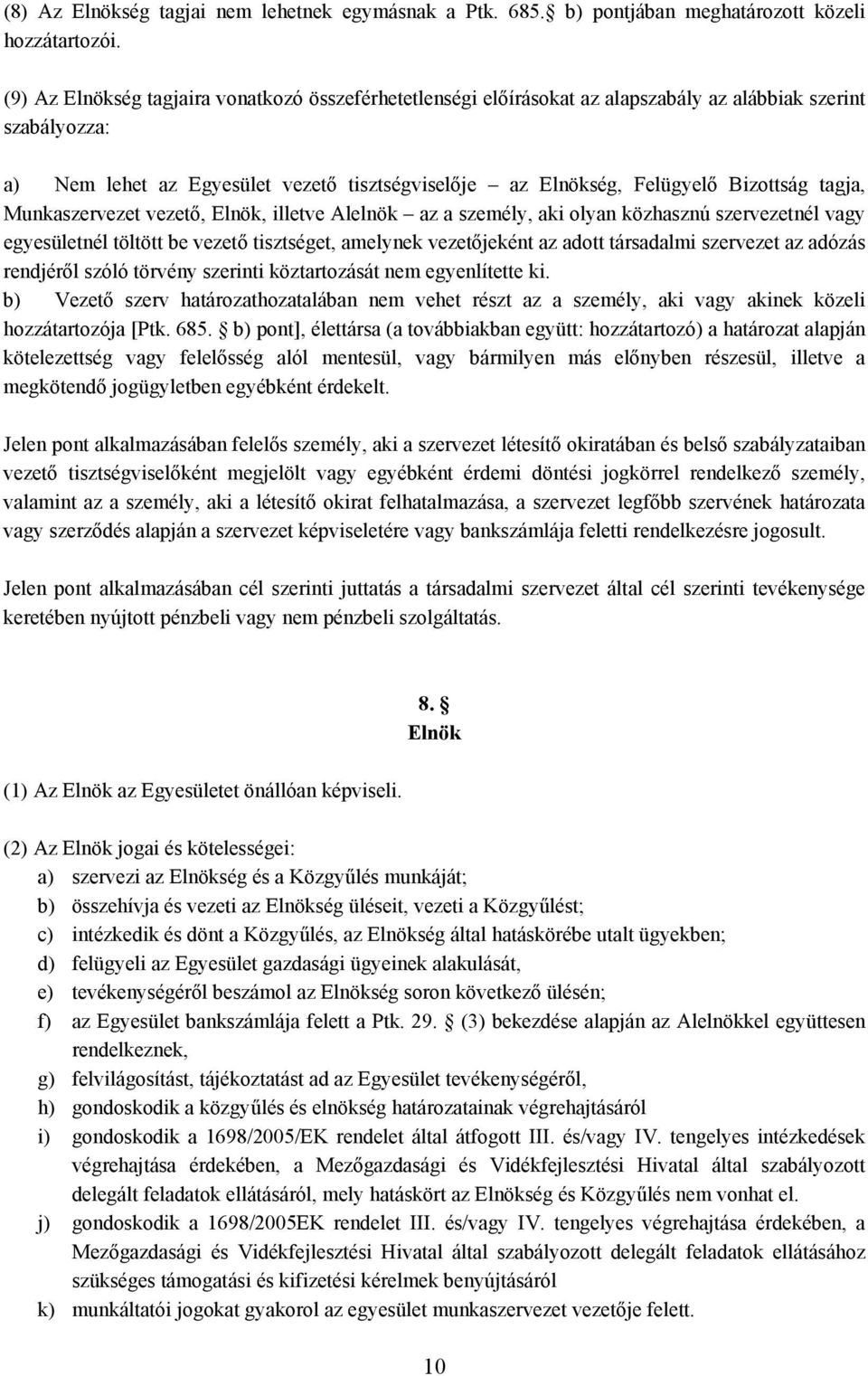 tagja, Munkaszervezet vezető, Elnök, illetve Alelnök az a személy, aki olyan közhasznú szervezetnél vagy egyesületnél töltött be vezető tisztséget, amelynek vezetőjeként az adott társadalmi szervezet