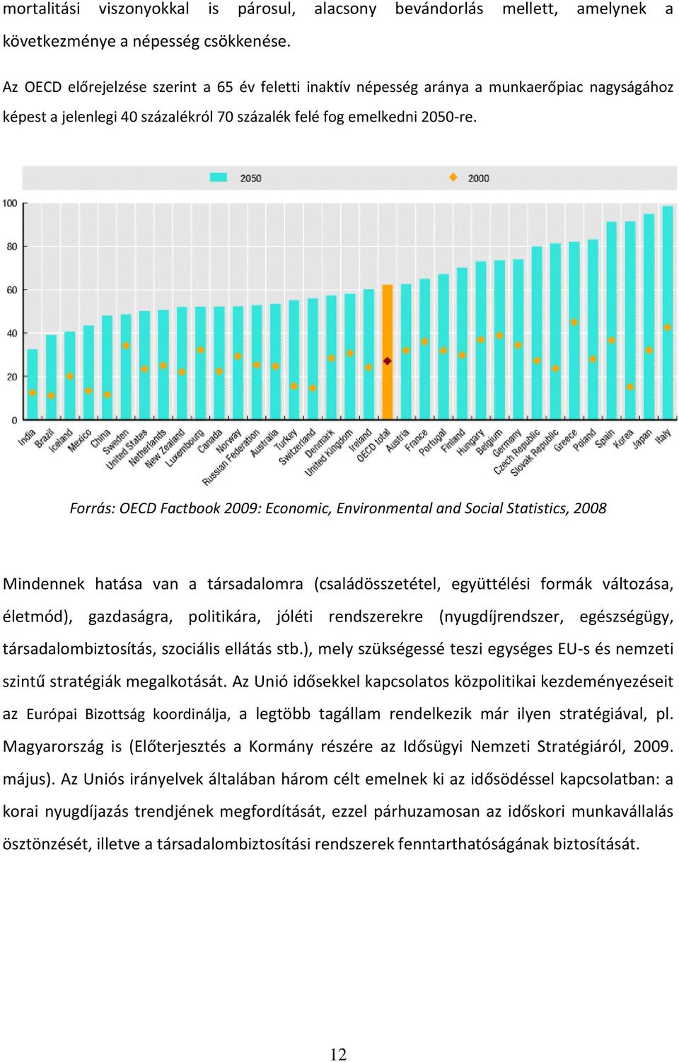 Forrás: OECD Factbook 2009: Economic, Environmental and Social Statistics, 2008 Mindennek hatása van a társadalomra (családösszetétel, együttélési formák változása, életmód), gazdaságra, politikára,