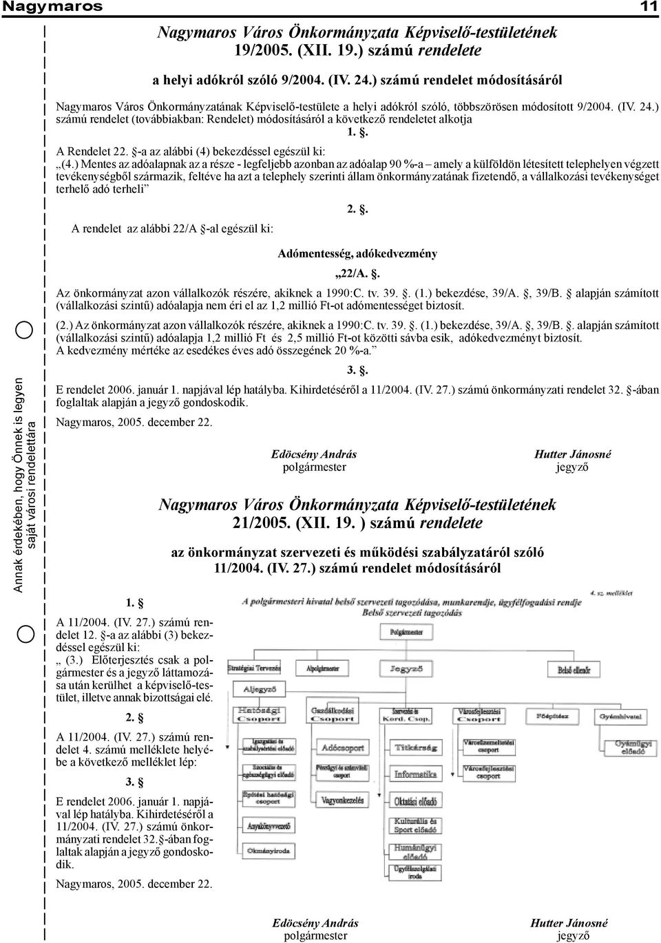 ) számú rendelet (továbbiakban: Rendelet) módosításáról a következõ rendeletet alkotja 1.. A Rendelet 22. -a az alábbi (4) bekezdéssel egészül ki: (4.