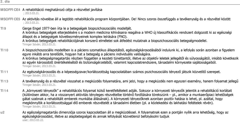 A krónikus betegségek elterjedésére s a modern medicina kihívásaira reagálva a WHO új klasszifikációs rendszert dolgozott ki az egészségi állapot és a betegségek következményeinek komplex leírására