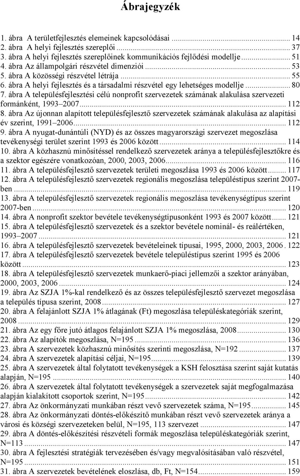 ábra A településfejlesztési célú nonprofit szervezetek számának alakulása szervezeti formánként, 1993 2007... 112 8.