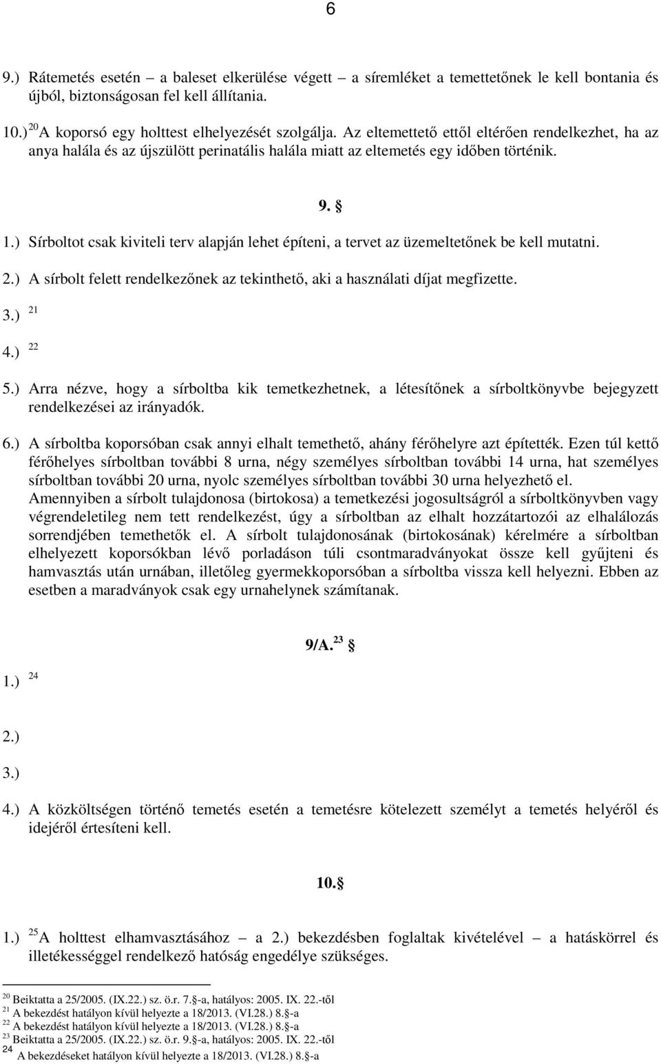 ) Sírboltot csak kiviteli terv alapján lehet építeni, a tervet az üzemeltetőnek be kell mutatni. 2.) A sírbolt felett rendelkezőnek az tekinthető, aki a használati díjat megfizette. 3.) 21 4.) 22 9.