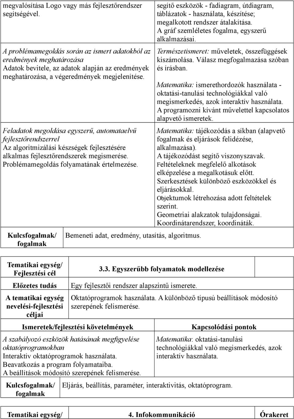 Feladatok megoldása egyszerű, automataelvű fejlesztőrendszerrel Az algoritmizálási készségek fejlesztésére alkalmas fejlesztőrendszerek megismerése. Problémamegoldás folyamatának értelmezése.