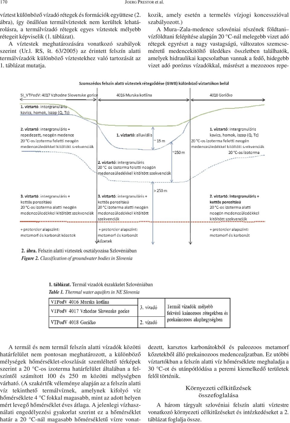 A víztestek meghatározására vonatkozó szabályok szerint (Ur.l. RS, št. 63/2005) az érintett felszín alatti termálvízadók különböző víztestekhez való tartozását az 1. táblázat mutatja. 2. ábra.