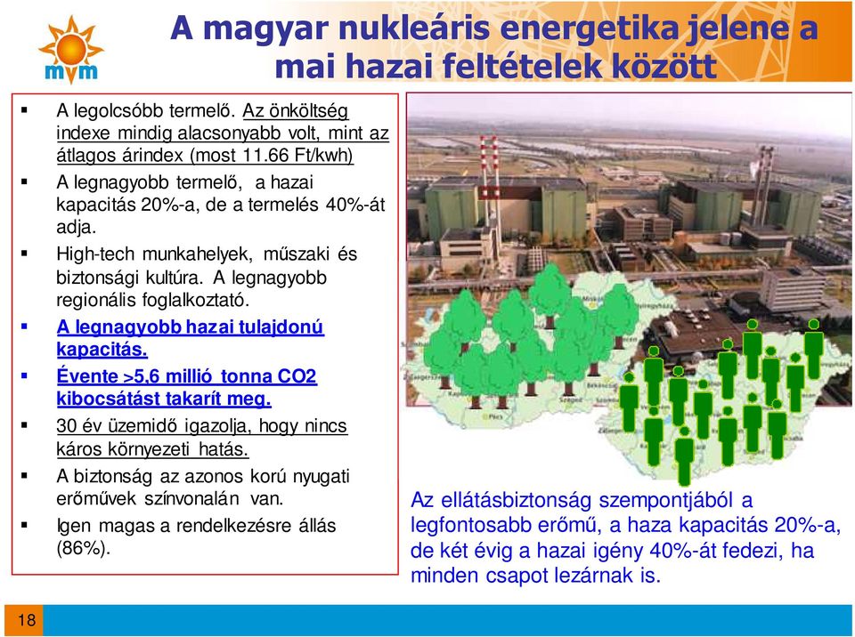 A legnagyobb hazai tulajdonú kapacitás. Évente >5,6 millió tonna CO2 kibocsátást takarít meg. 30 év üzemidő igazolja, hogy nincs káros környezeti hatás.