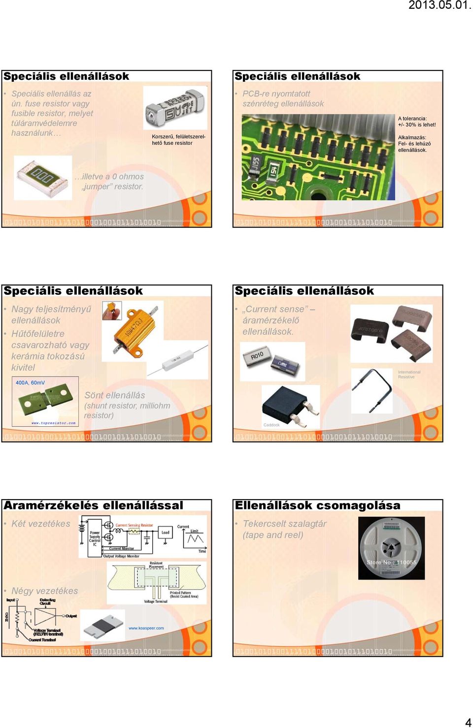 Alkalmazás: Fel- és lehúzó ellenállások. illetve a 0 ohmos jumper resistor.