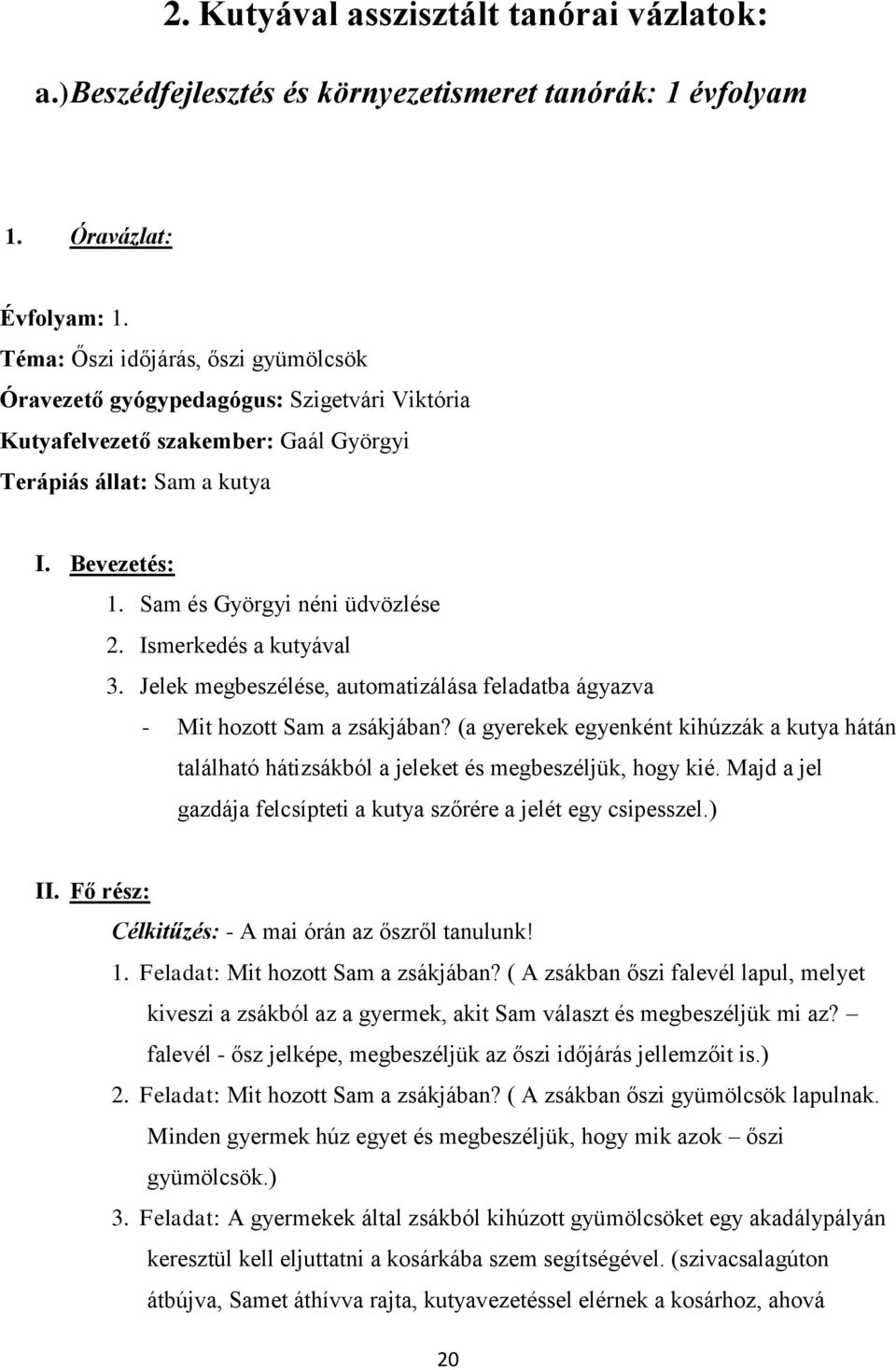 Ismerkedés a kutyával 3. Jelek megbeszélése, automatizálása feladatba ágyazva - Mit hozott Sam a zsákjában?