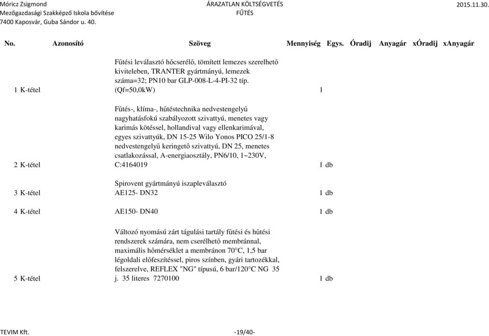 (Qf=50,0kW) 1 Fűtés-, klíma-, hűtéstechnika nedvestengelyű nagyhatásfokú szabályozott szivattyú, menetes vagy karimás kötéssel, hollandival vagy ellenkarimával, egyes szivattyúk, DN 15-25 Wilo Yonos