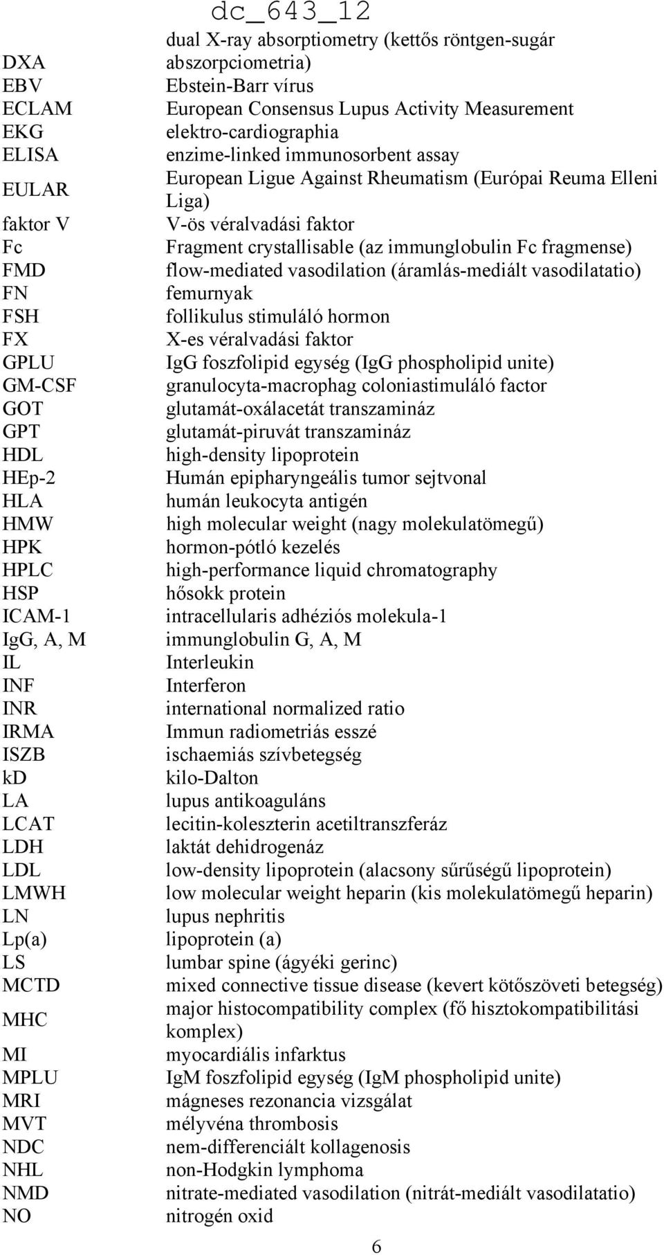 immunosorbent assay European Ligue Against Rheumatism (Európai Reuma Elleni Liga) V-ös véralvadási faktor Fragment crystallisable (az immunglobulin Fc fragmense) flow-mediated vasodilation