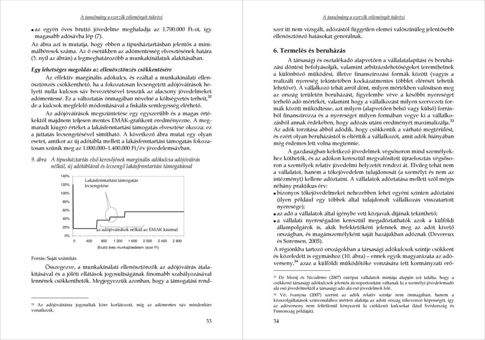 Egy lehetséges megoldás az ellenösztönzés csökkentésére Az effektív marginális adókulcs, és ezáltal a munkakínálati ellenösztönzés csökkenthető, ha a fokozatosan lecsengetett adójóváírások helyett