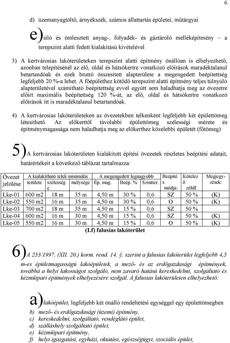 összesített alapterülete a megengedett beépítettség legfeljebb 20 %-a lehet.