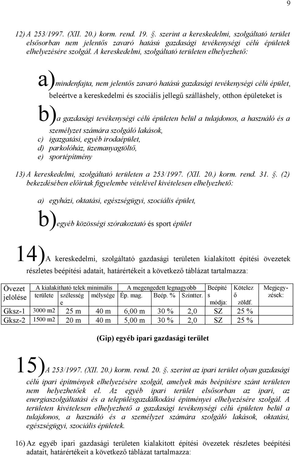 épületeket is b)a gazdasági tevékenységi célú épületen belül a tulajdonos, a használó és a személyzet számára szolgáló lakások, c) igazgatási, egyéb irodaépület, d) parkolóház, üzemanyagtöltő, e)