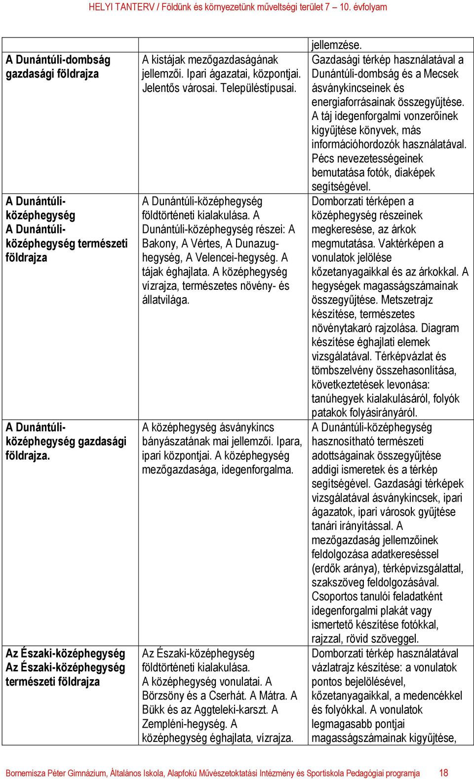 A Dunántúli-középhegység földtörténeti kialakulása. A Dunántúli-középhegység részei: A Bakony, A Vértes, A Dunazughegység, A Velencei-hegység. A tájak éghajlata.