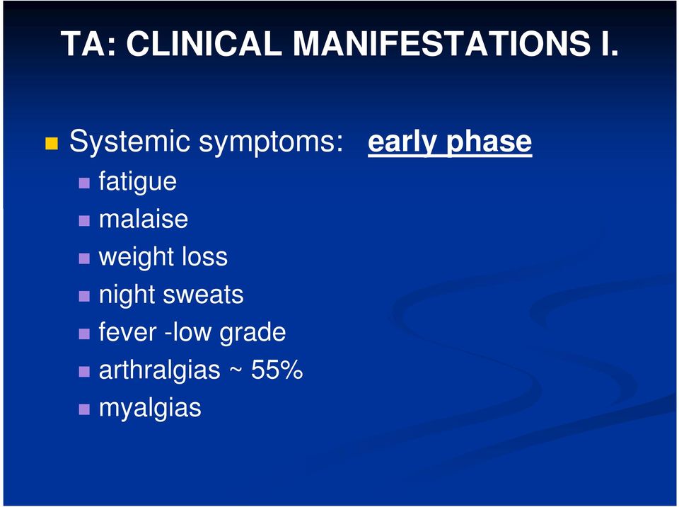 fatigue malaise weight loss night