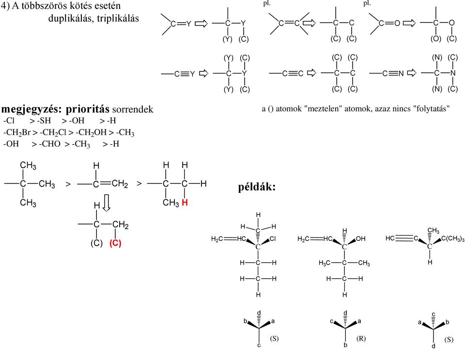 prioritás sorrendek -l > -S > -O > - - 2 > - 2 l > - 2 O > - 3 -O > -O > - 3 > - a () atomok